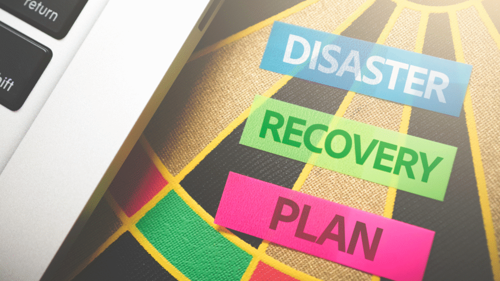 A conceptual image showing the words "Disaster Recovery Plan" on a target, symbolizing a focused, expert strategy for home restoration.